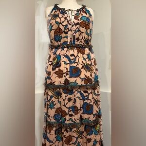 Anthropologie Floral Maxi Dress - Blue and Brown nwt, 1x